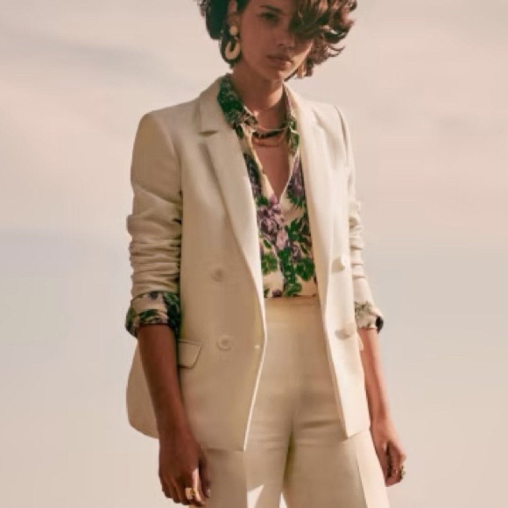 Sezane "Christie Jacket" Blazer in White (Size 2) - BRAND NEW, NEVER WORN